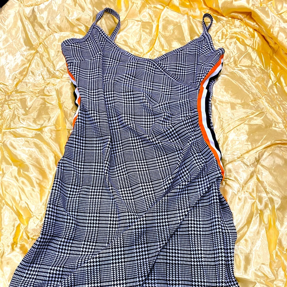 Plus Size Sexy Fitted Mini Dress Plaid Color